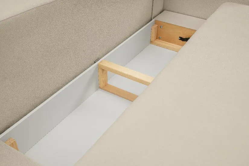 Sofa rozkładana z pojemnikiem OLIO SICURIO 238 cm beżowa — zdjęcie 9
