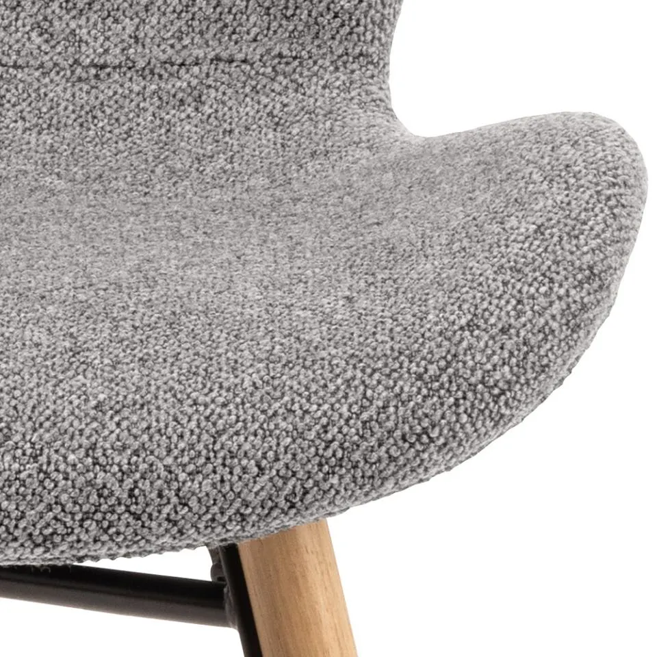 Krzesło tapicerowane DOREN Szary, Dąb olejowany ( zestaw 2 sztuk ) - H000022425