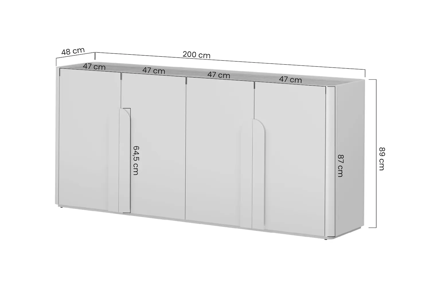 Komoda 4-drzwiowa AMILIO 200 - cashmere dąb olejowany uchwyty cashmere - B_167061