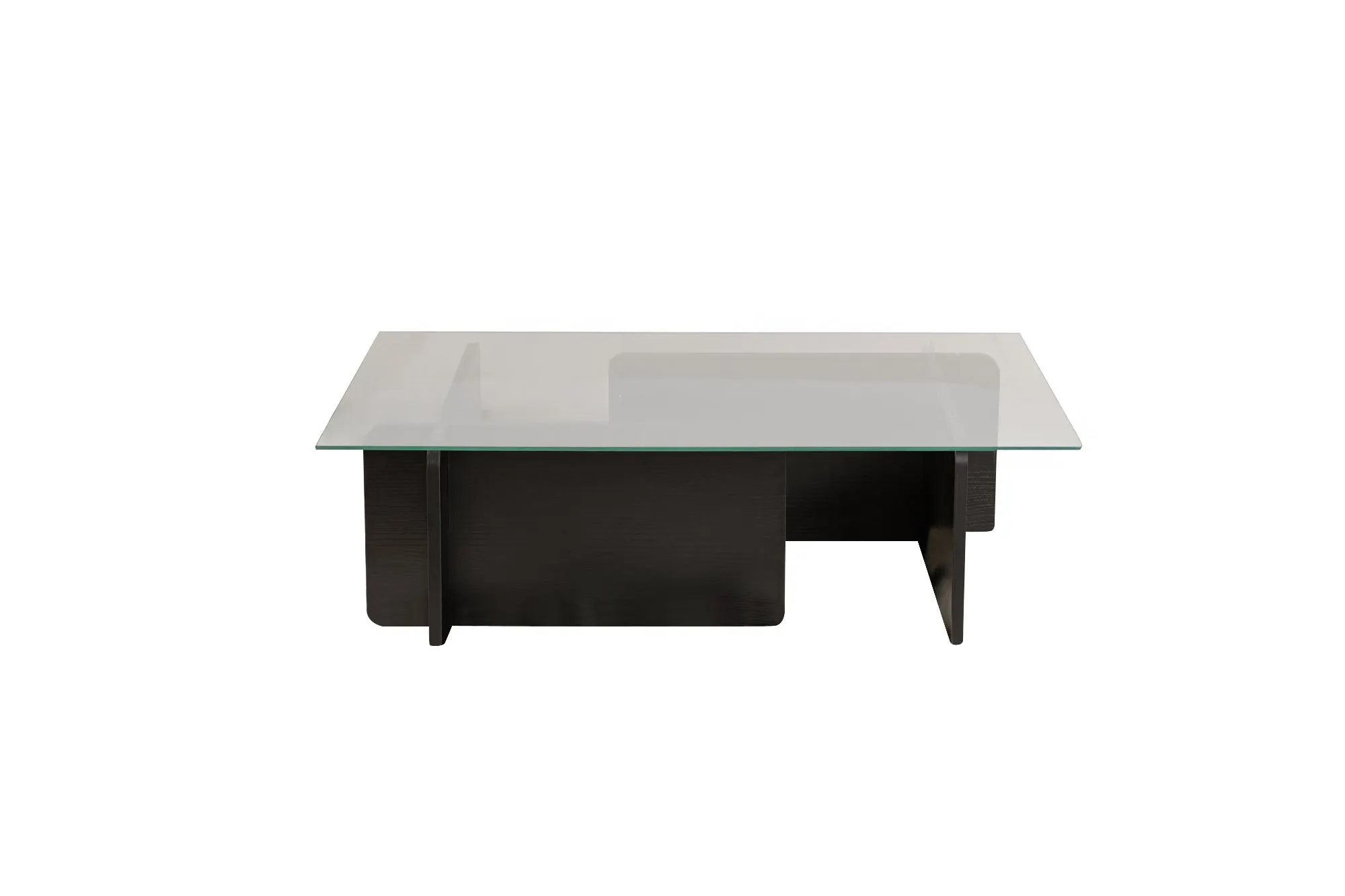 Stolik kawowy FLAVIO 65x105 cm czarny efekt drewna transpatentny