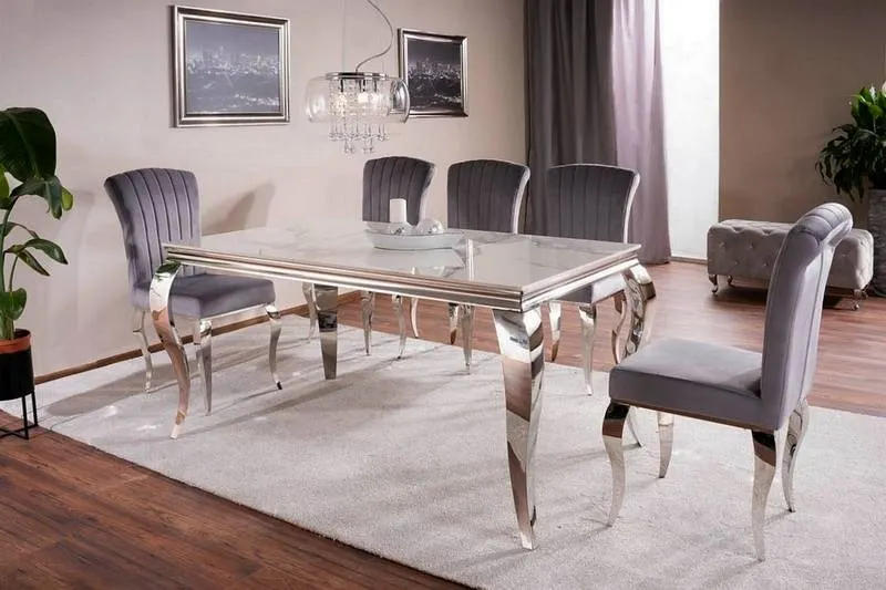 KRZESŁO PRINCE Velvet szary/Chrom TAP. 195 SIGNAL - PRINCEVSZCH