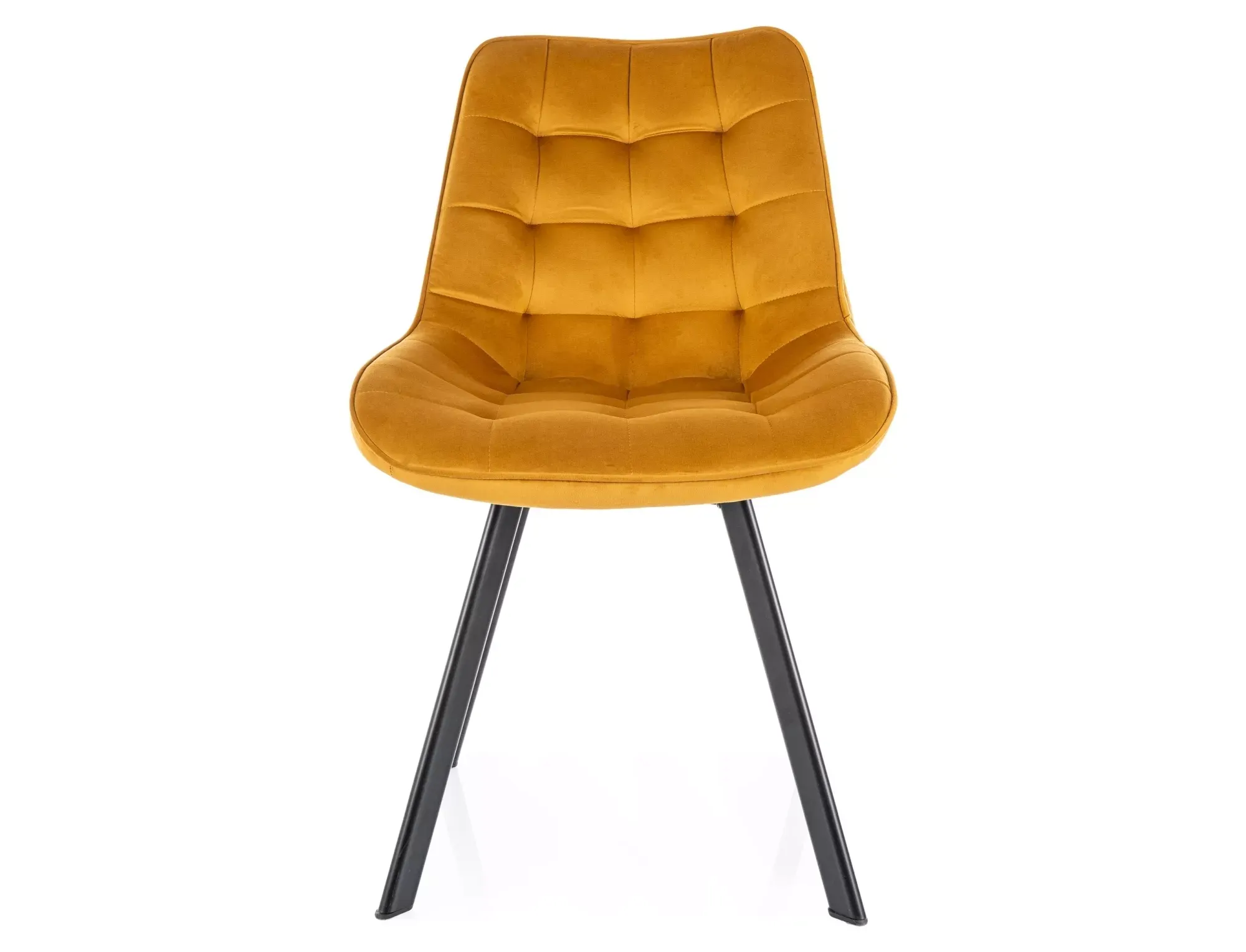 Krzesło tapicerowane MONTI VELVET pikowane curry na czarnych nogach - MONTIVCCU