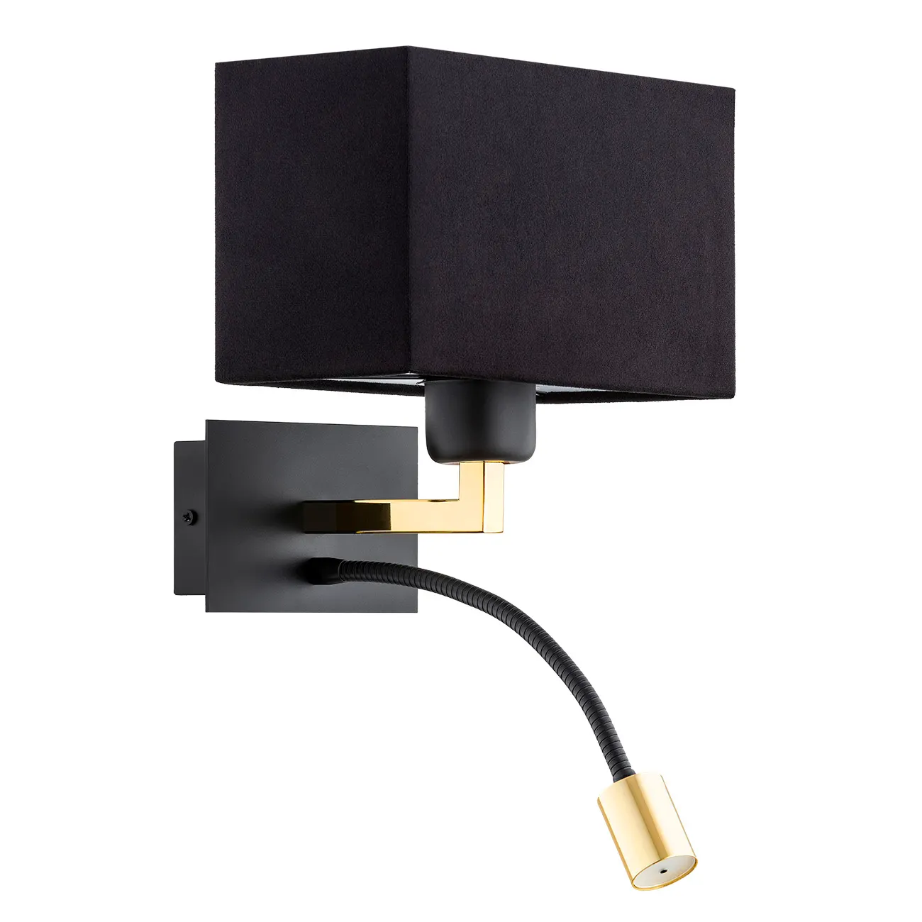 Kinkiet BILL czarny mosiądz z regulowaną lampką do czytania - 1042