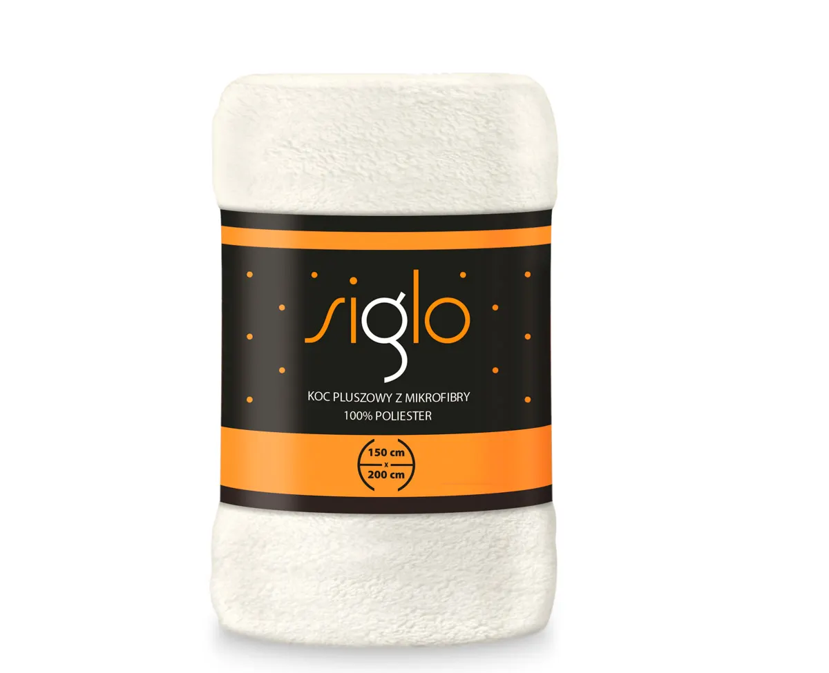 Koc pluszowy SIGLO 150X200 mikrofibra 240g/m2 jasnokremowy Ręcznik kąpielowy, Ręcznik, Alkohol, Piwo, Napoje