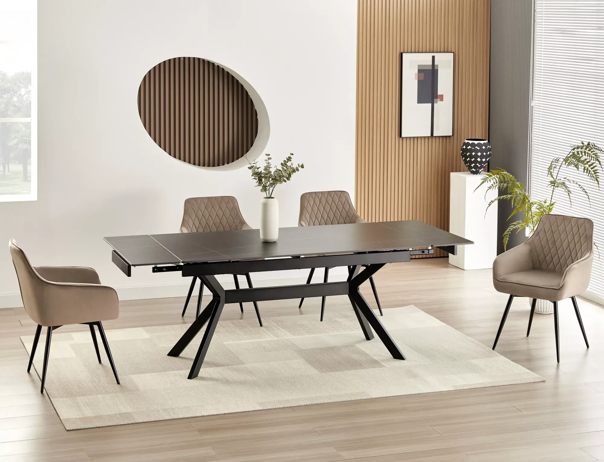 Stół rozkładany ceramiczny IMPERIA 90x160-220 czarny - IMPERIAC160