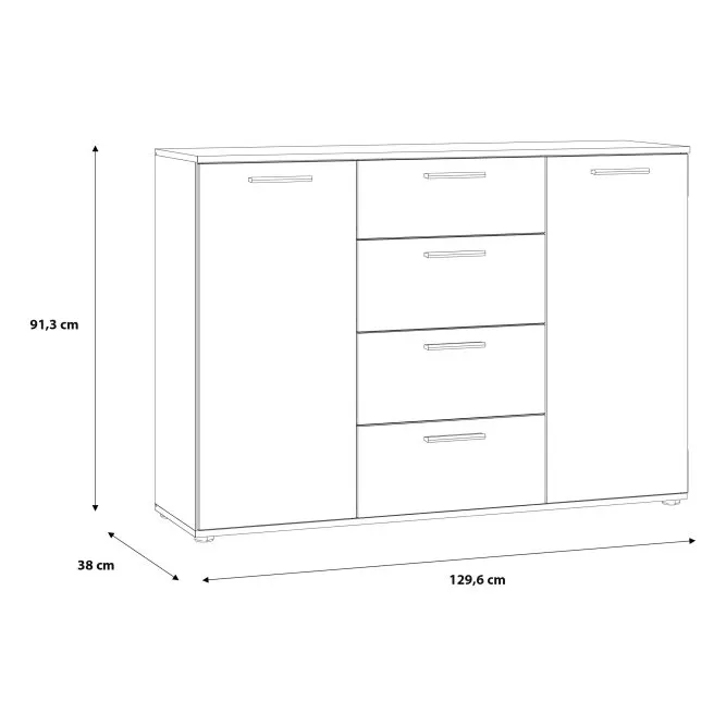 Komoda CLIF 2-drzwiowa z 4 szufladami - old wood vintage, ciemny beton - HLNK26-C754