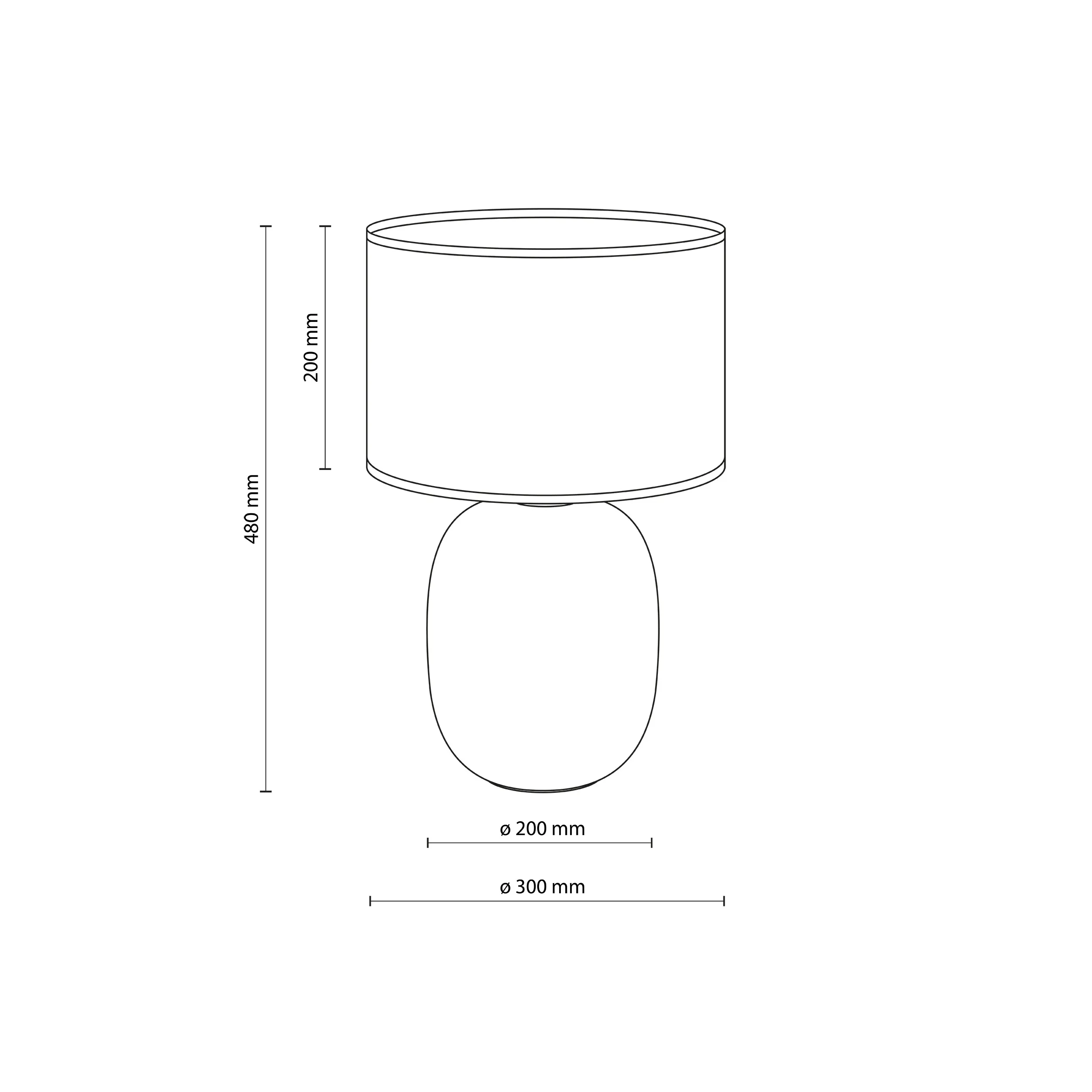 Lampka nocna MELODY biała szklana podstawa okrągły abażur z tkaniny 48x30cm - TK_5985