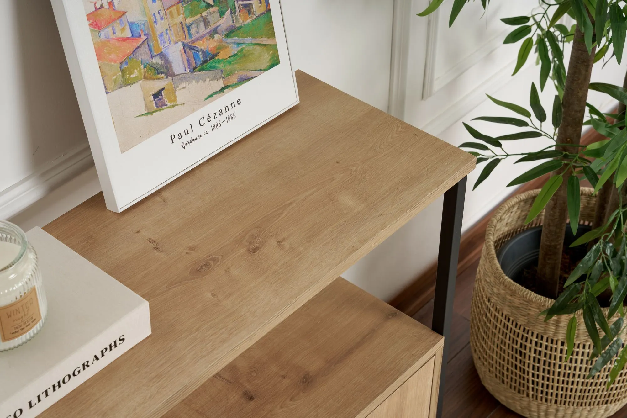 Konsola 3-drzwiowa SOLACE 120 cm dąb czarny metalowy stelaż — zdjęcie 4