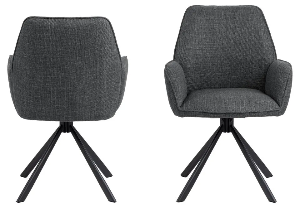 Krzesło obrotowe z podłokietnikami DOMINO Ciemnoszary, Czarny ( zestaw 2 sztuk ) - 0000103738