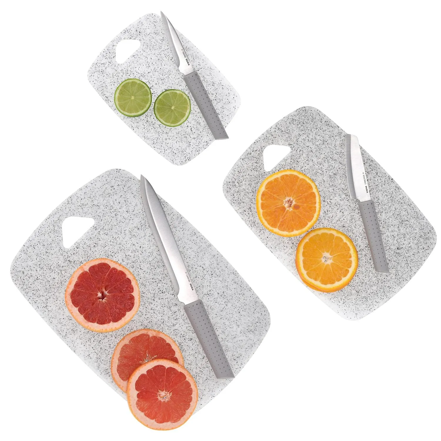 image deska do krojenia, krojenie, nóż, kamienny blat, fruits cut