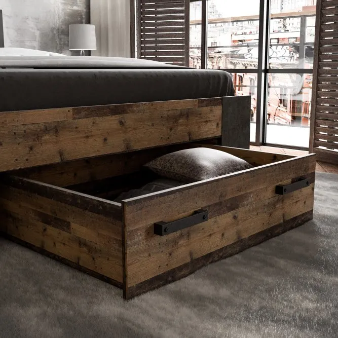 Szuflada na rolkach do łóżka CLIF 84x67 cm old wood vintage - CLFL03-H51