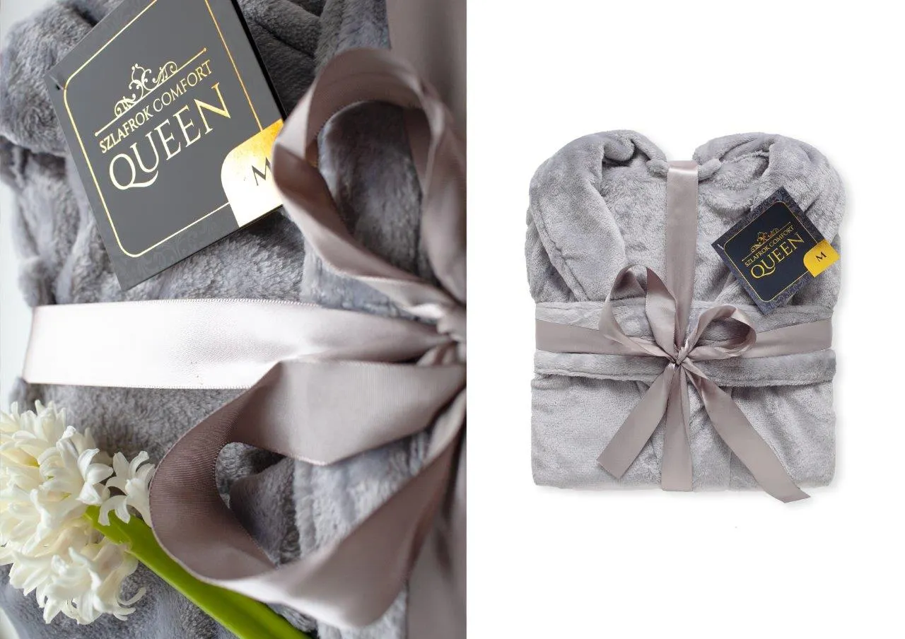 Szlafrok COMFORT QUEEN M flanelowy 230gsm szary - FARO_26880