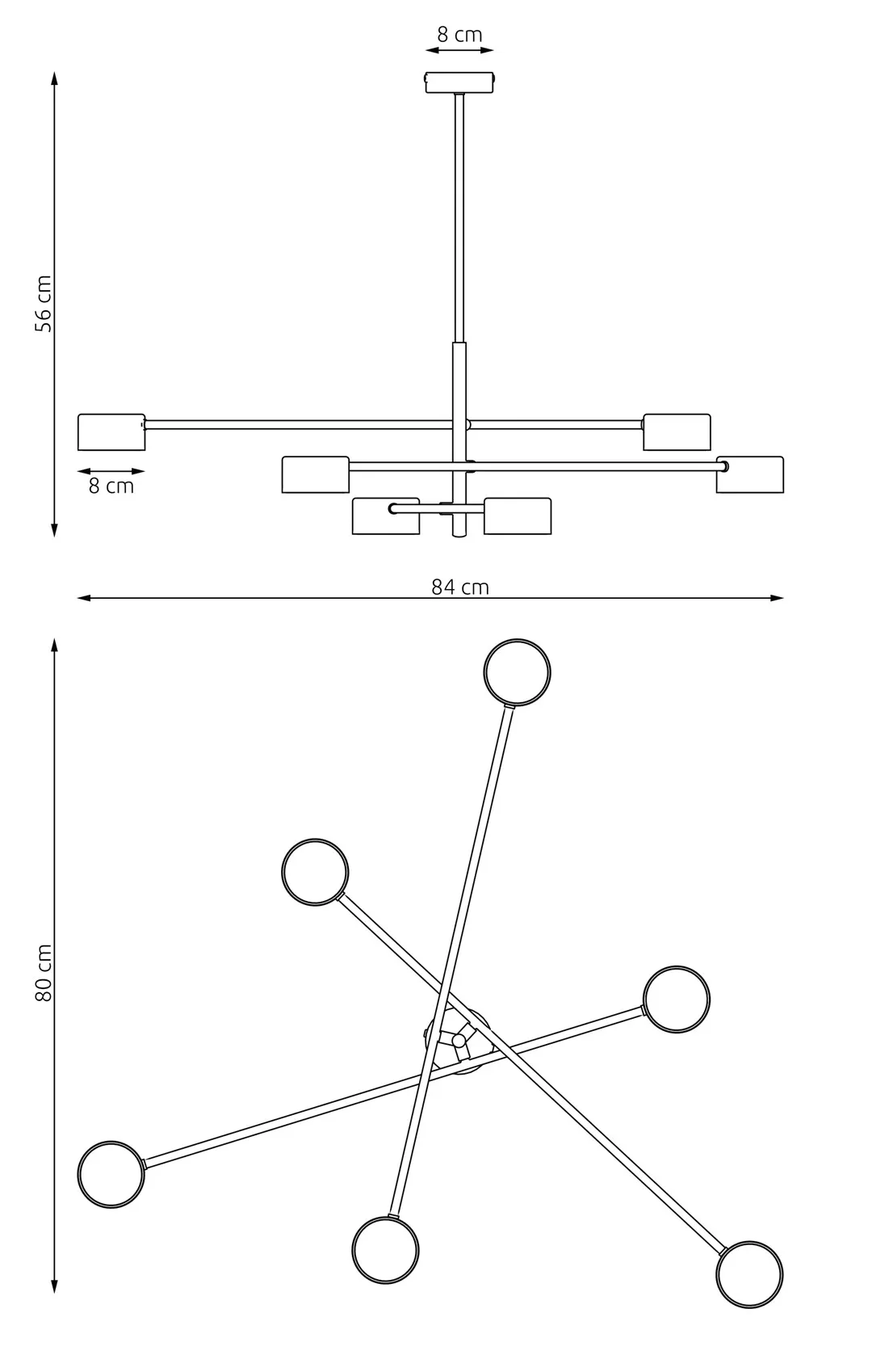 Lampa sufitowa NATSU 6 BL czarna - 1444/6