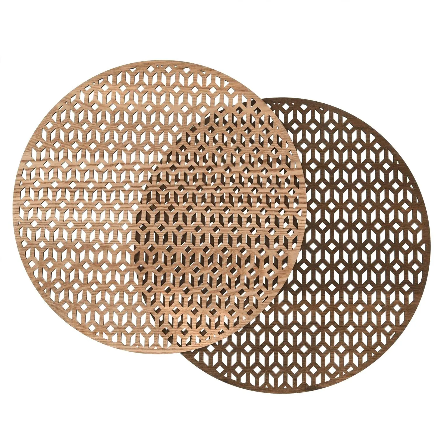 image materiał drewno, wzór geometryczny, podkładka okrągła, siatka, brązowy