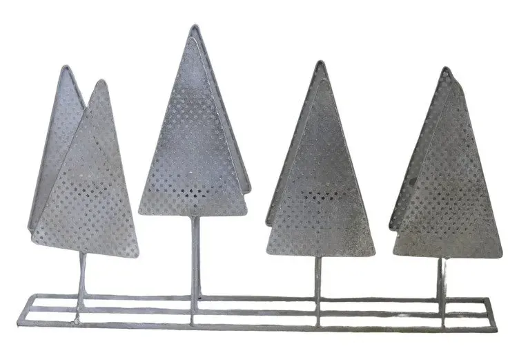 Świecznik adwentowy metalowy CHOINKI srebrny Świecznik adwentowy metalowy CHOINKI srebrny