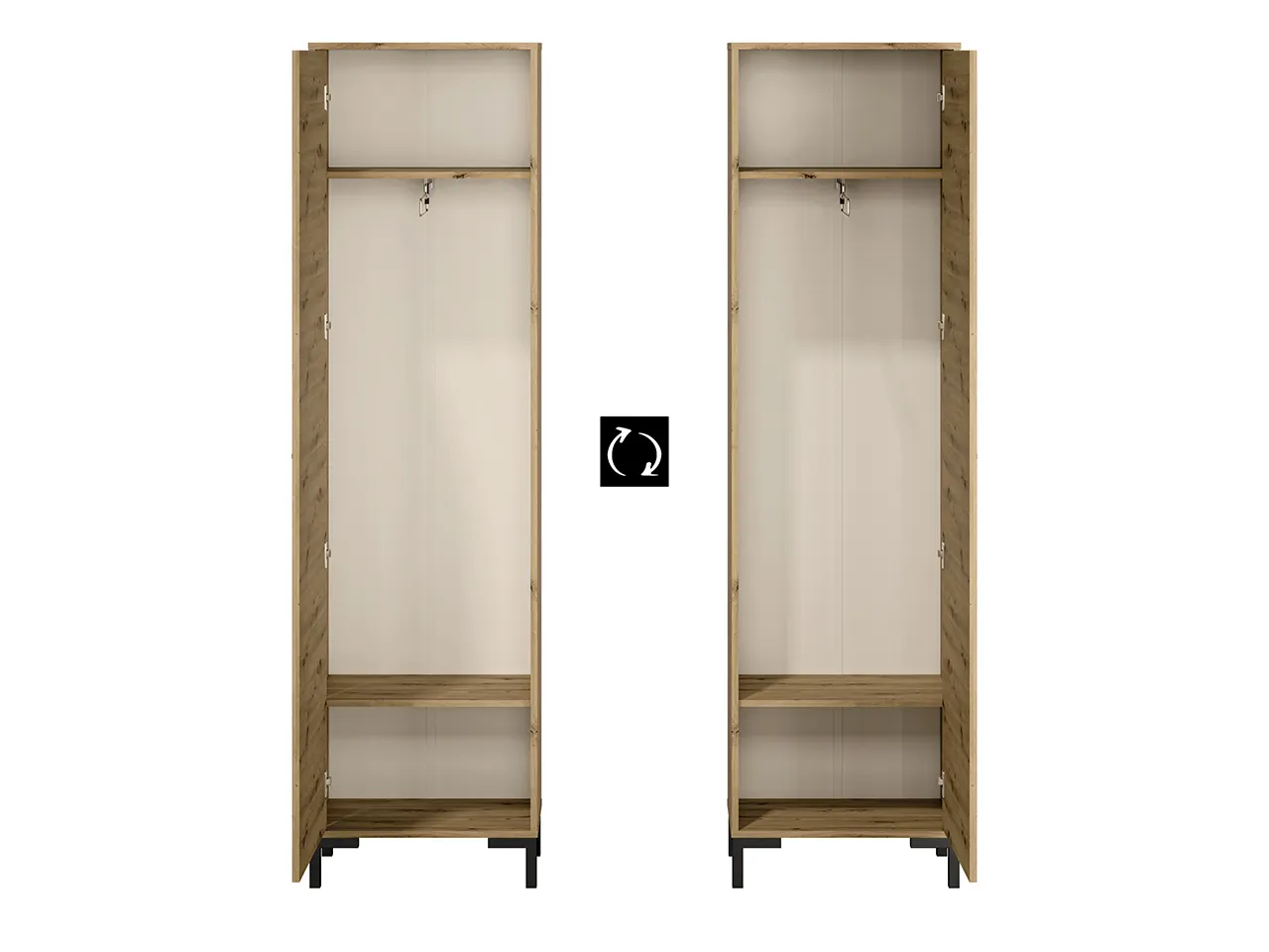 Szafa 1-drzwiowa NEVIO 01 z drążkiem i półkami 200 cm dąb artisan — zdjęcie 8