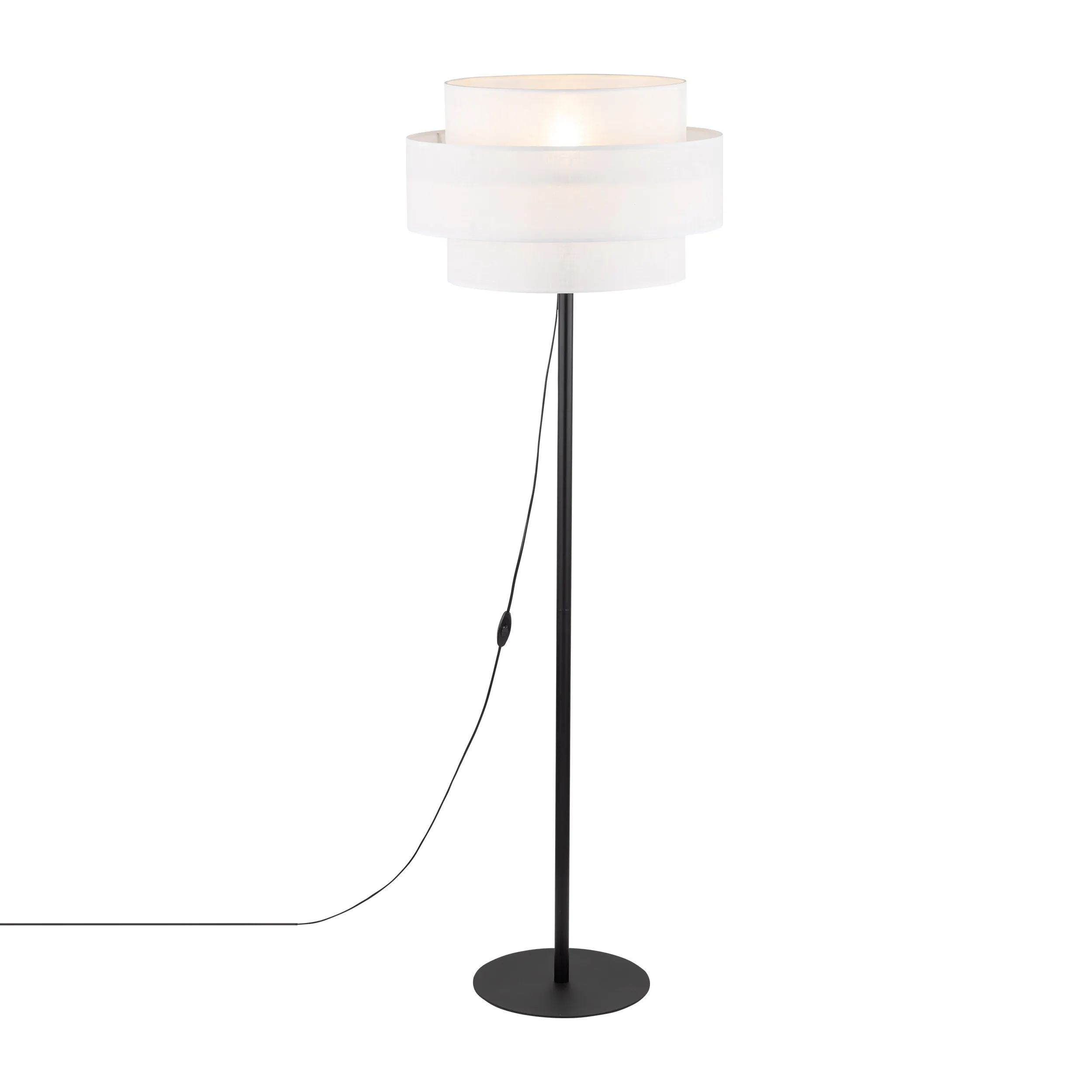 Lampka nocna CALISTO biała z tkaniny na czarnej podstawie 38x20cm - TK_5893