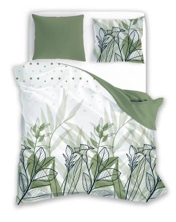 Pościel komplet TRENDY 012 bawełna 160X200+2X70X80 zielony biały Poduszka, Wystrój domu, Meble, Łóżko