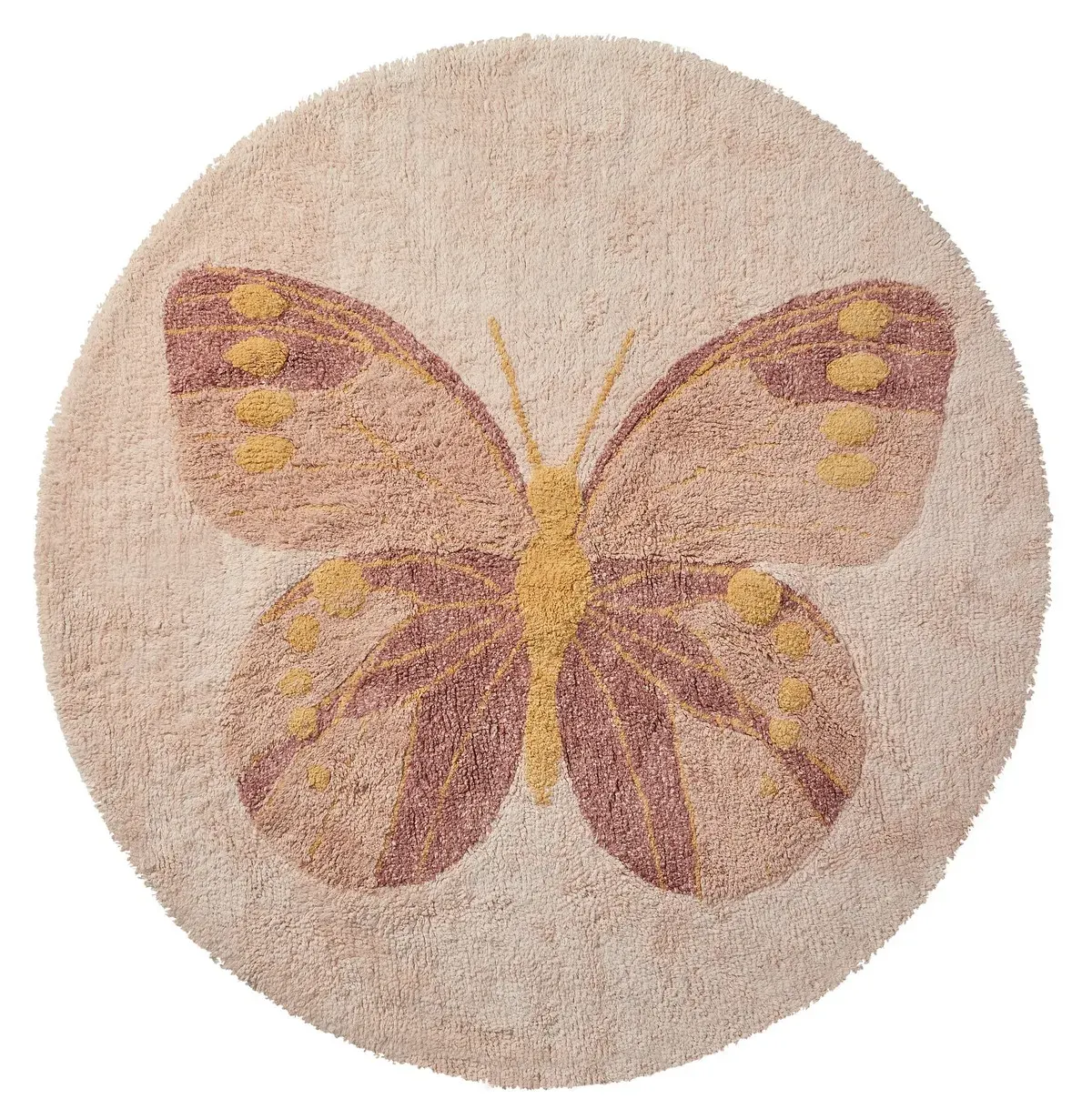 Okrągły dywan BUTTERFLIES średnica 130cm beżowo-różowy Okrągły dywan BUTTERFLIES średnica 130cm beżowo-różowy