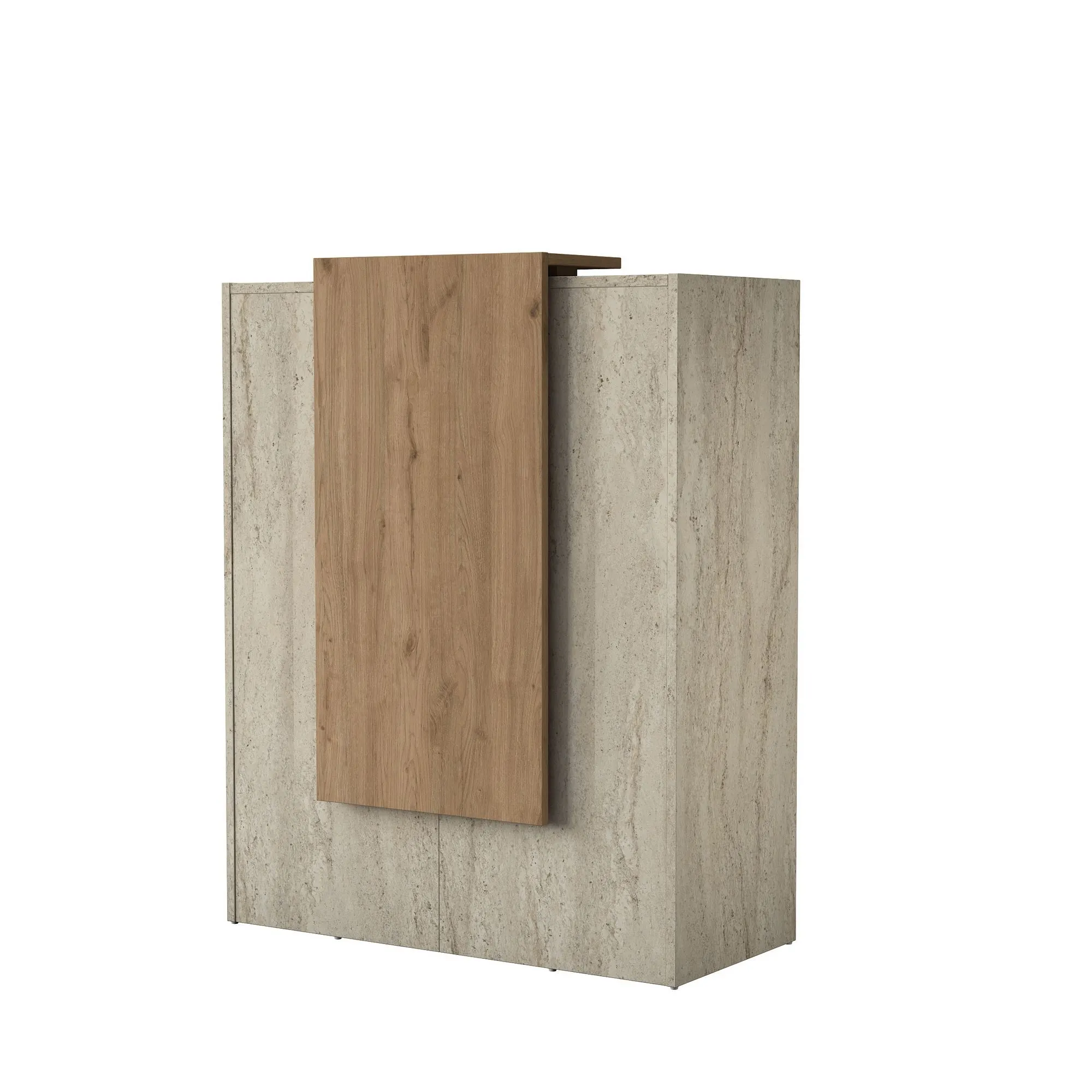 image kuchnia, szafka, drewniana, front drewniany, betonowy