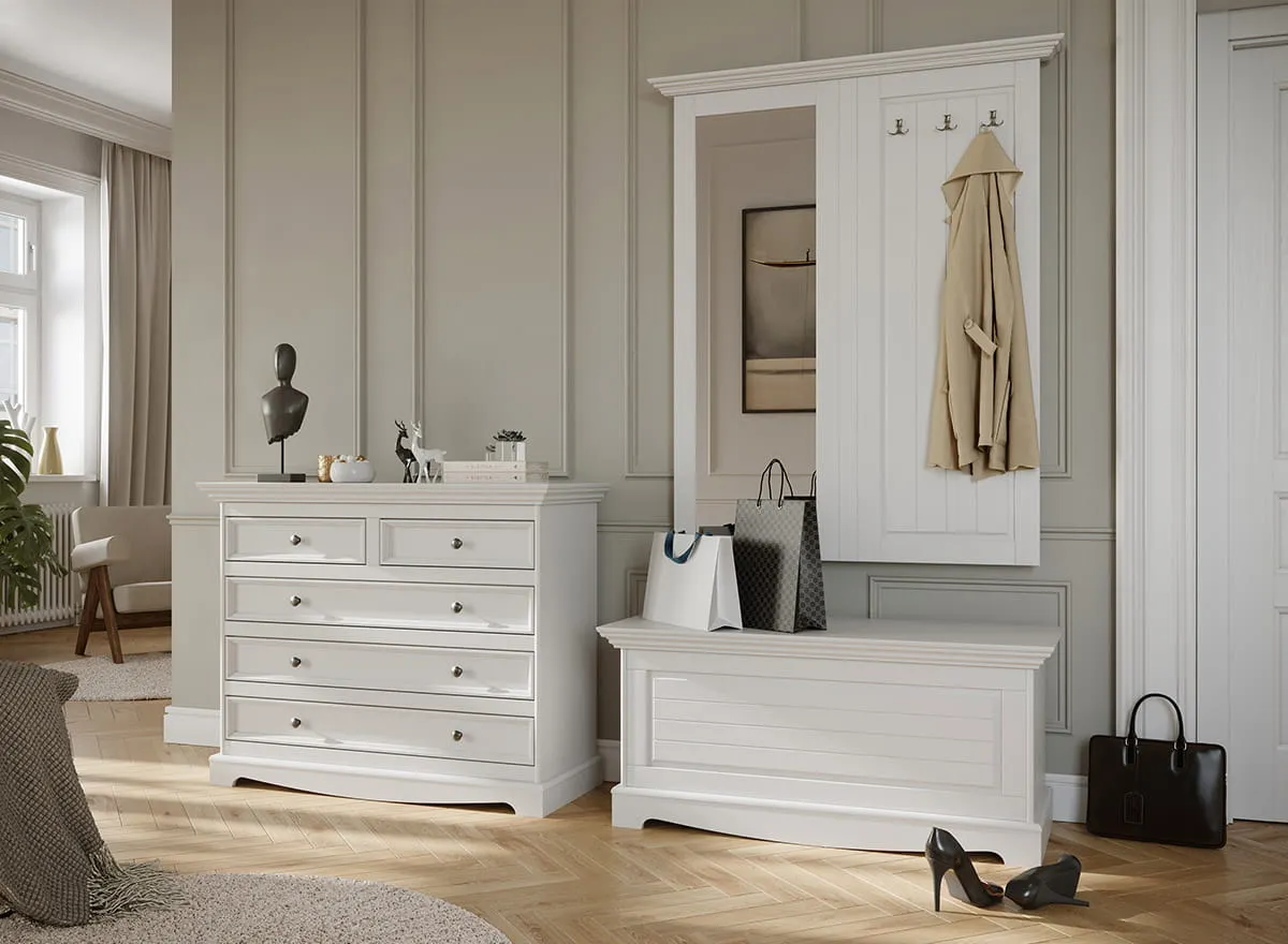 Skrzynia sosnowa BELLUNO ELEGANTE biała - PL038B