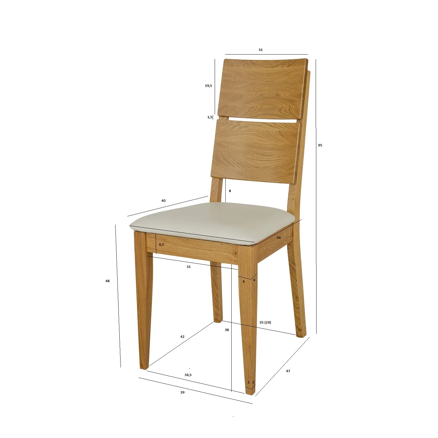 Krzesło dębowe KT373 Naturalny/Skóra DREWMAX — zdjęcie 5
