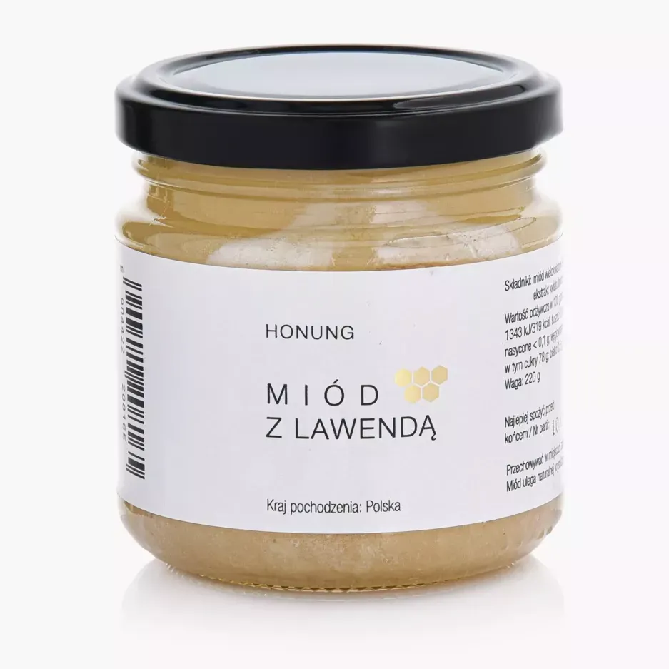 miód, z lawendą, słoik, honung, konsystencja