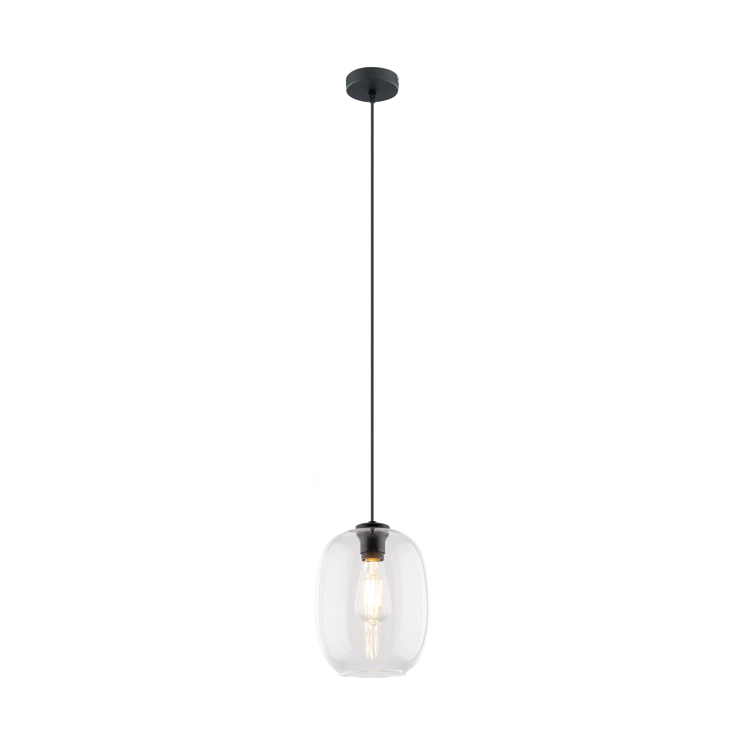 Lampa wisząca ELIO czarna z transparentnym szklanym kloszem 170x20cm - TK_4339