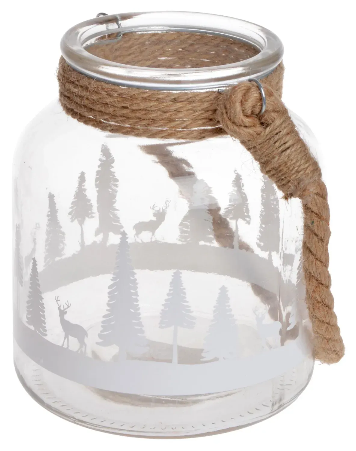 Szklana LATARNIA z jutowym sznurkiem DUŻA transparentna Szklana LATARNIA z jutowym sznurkiem DUŻA transparentna