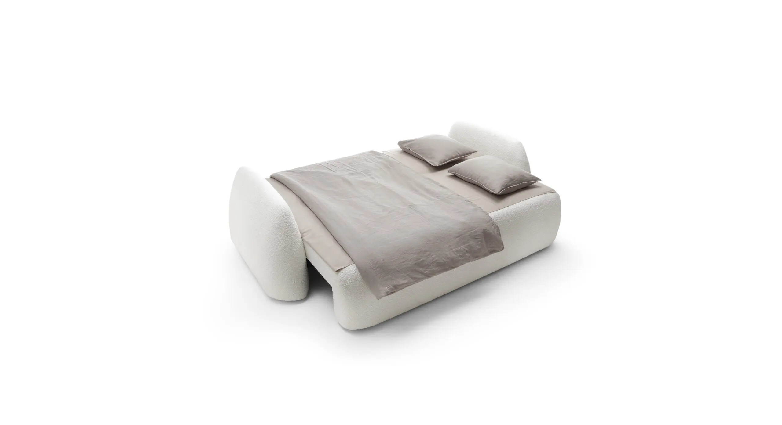 Sofa rozkładana z poduszkami 259 cm MONSOON kremowa boucle — zdjęcie 8
