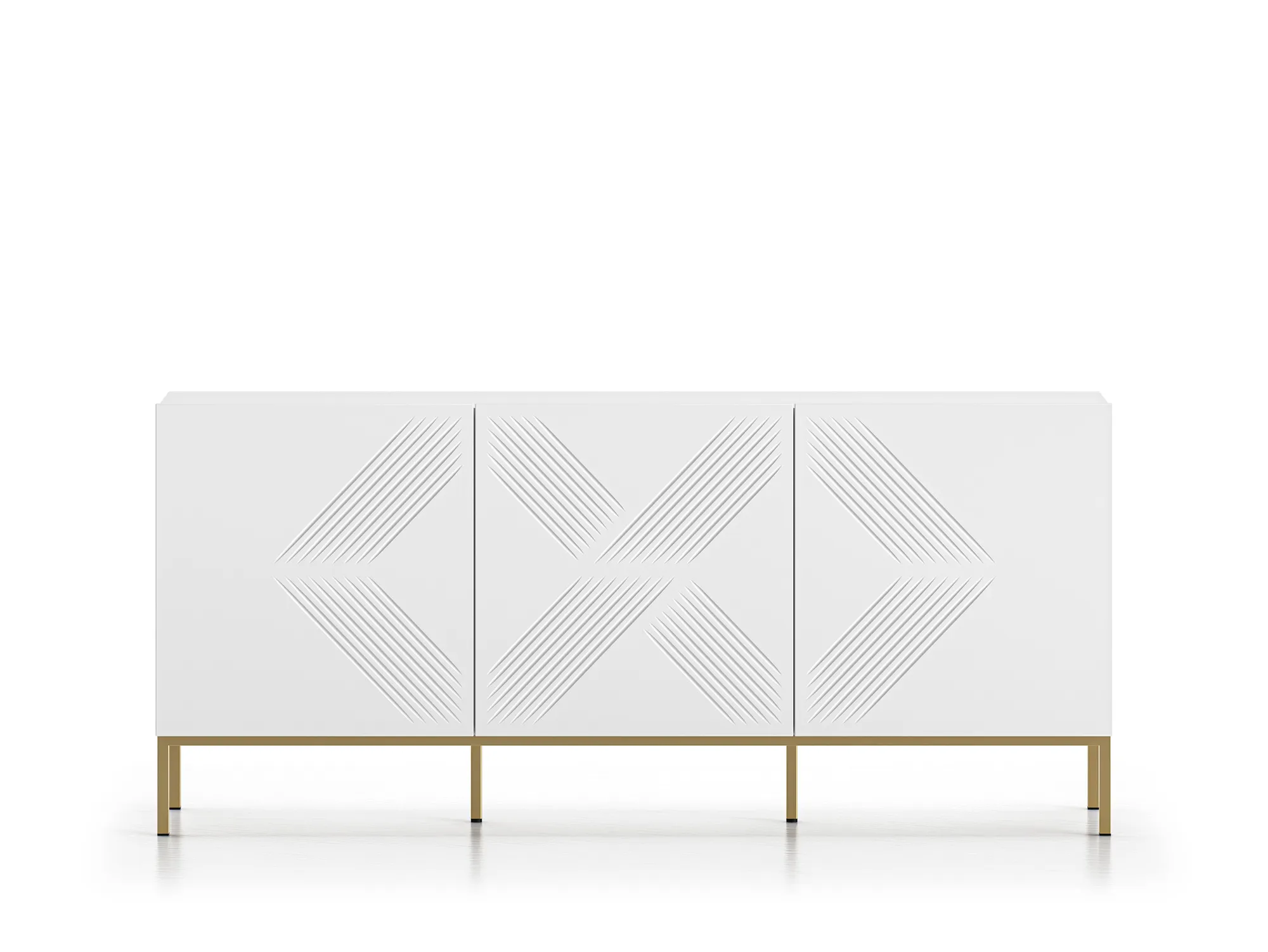 Komoda 3-drzwiowa CLEARING 02 biały alpejski, podstawa-złoty - 1CLEA02-001-03
