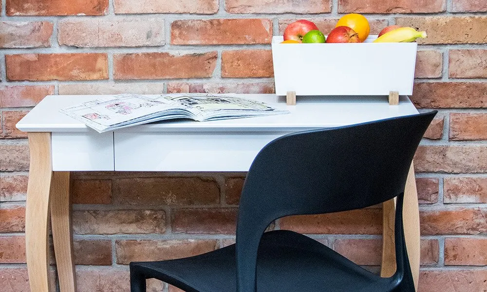 Biurko z szufladą LILLO 65x40 granatowy blat/drewniane nogi - RAGABAWDLIL115