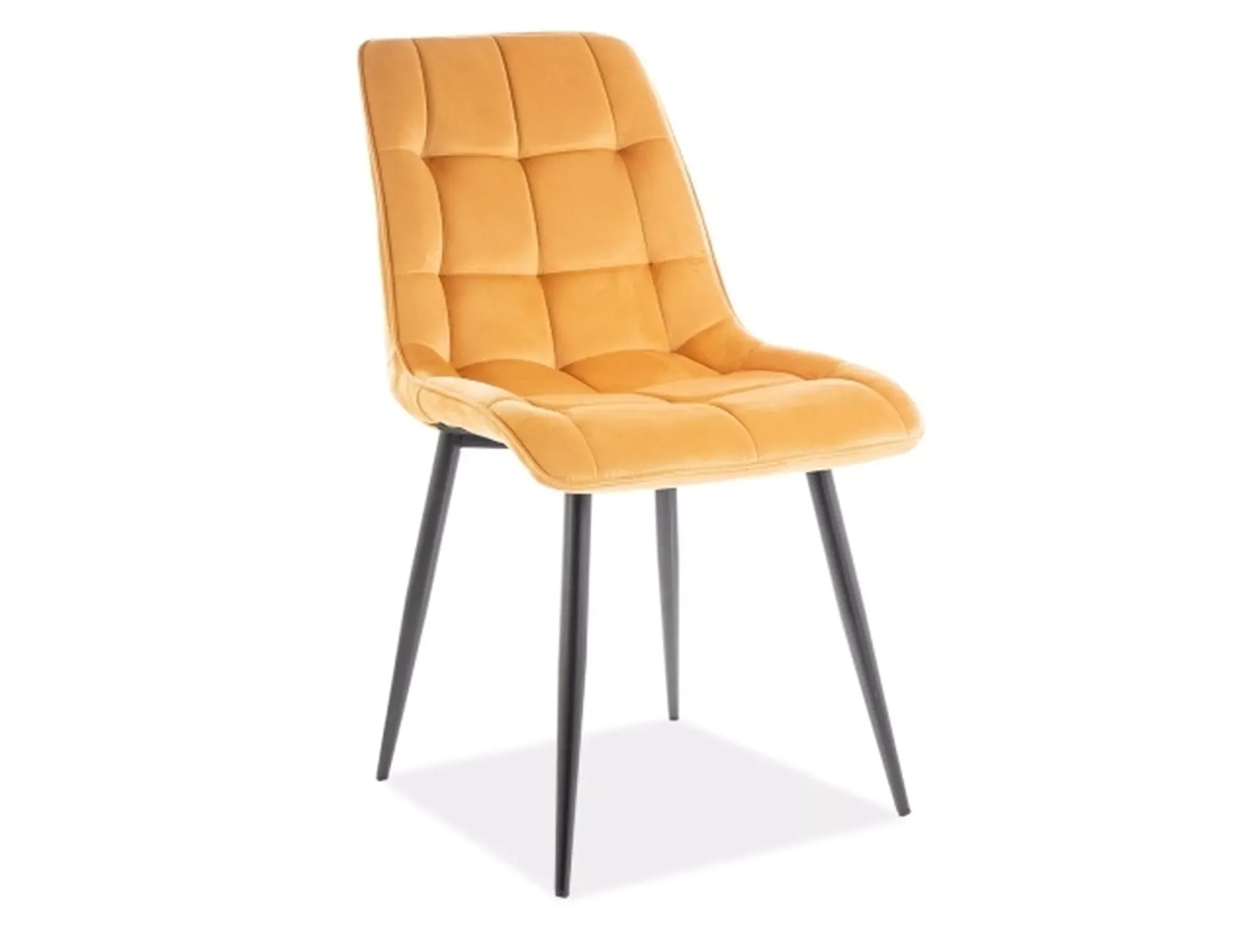 Krzesło tapicerowane CHIC VELVET Bluvel 68 pikowane curry czarne nogi