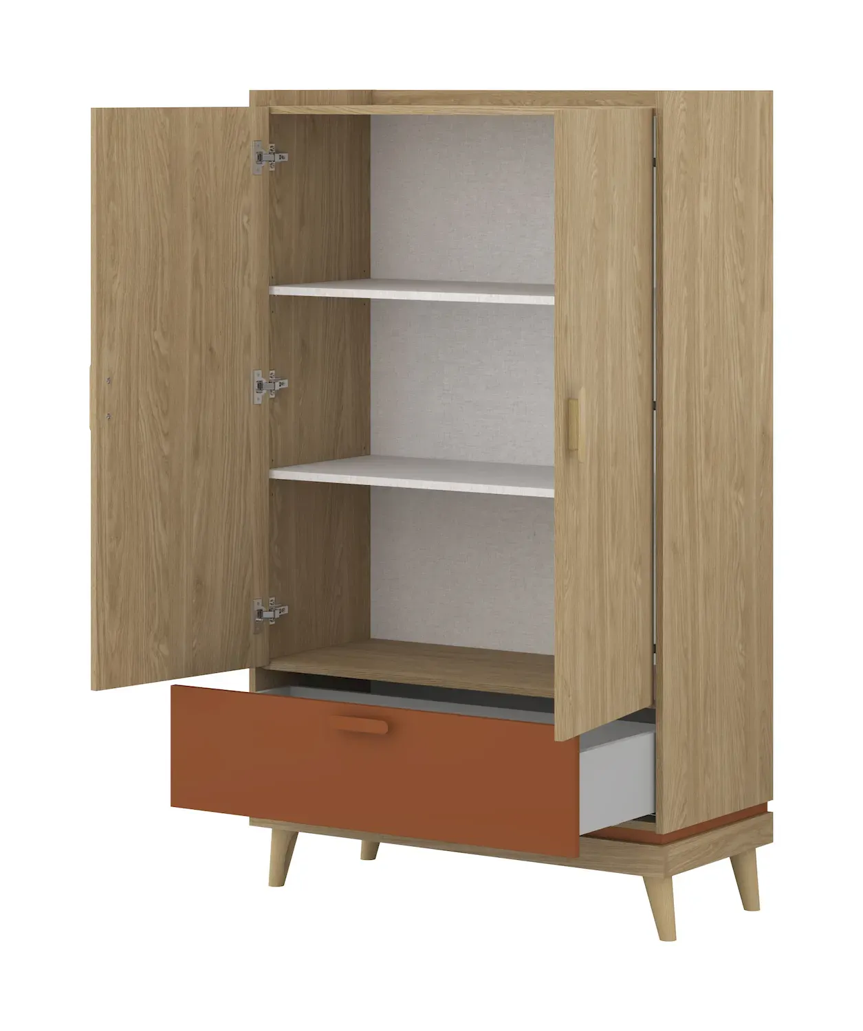 Bieliźniarka 2-drzwiowa z szufladą SCANDI 38 dąb olejowany ceglany - 24D5OH38