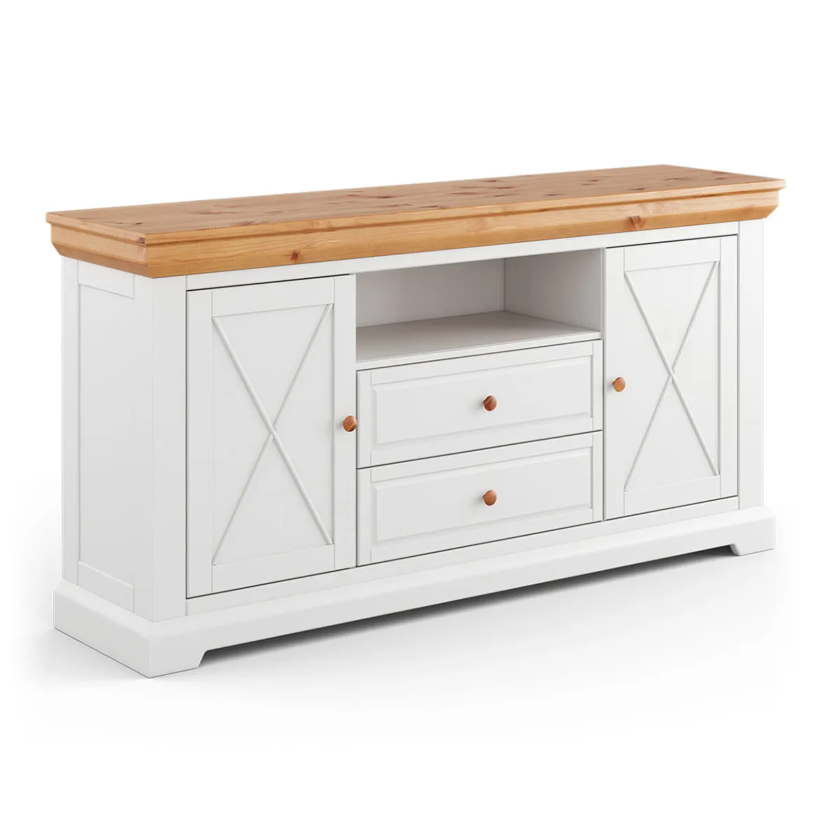 Komoda MARONE ELITE 2-drzwiowa z 2 szufladami - biały, złocisty Komoda MARONE ELITE 2-drzwiowa z 2 szufladami - biały, złocisty