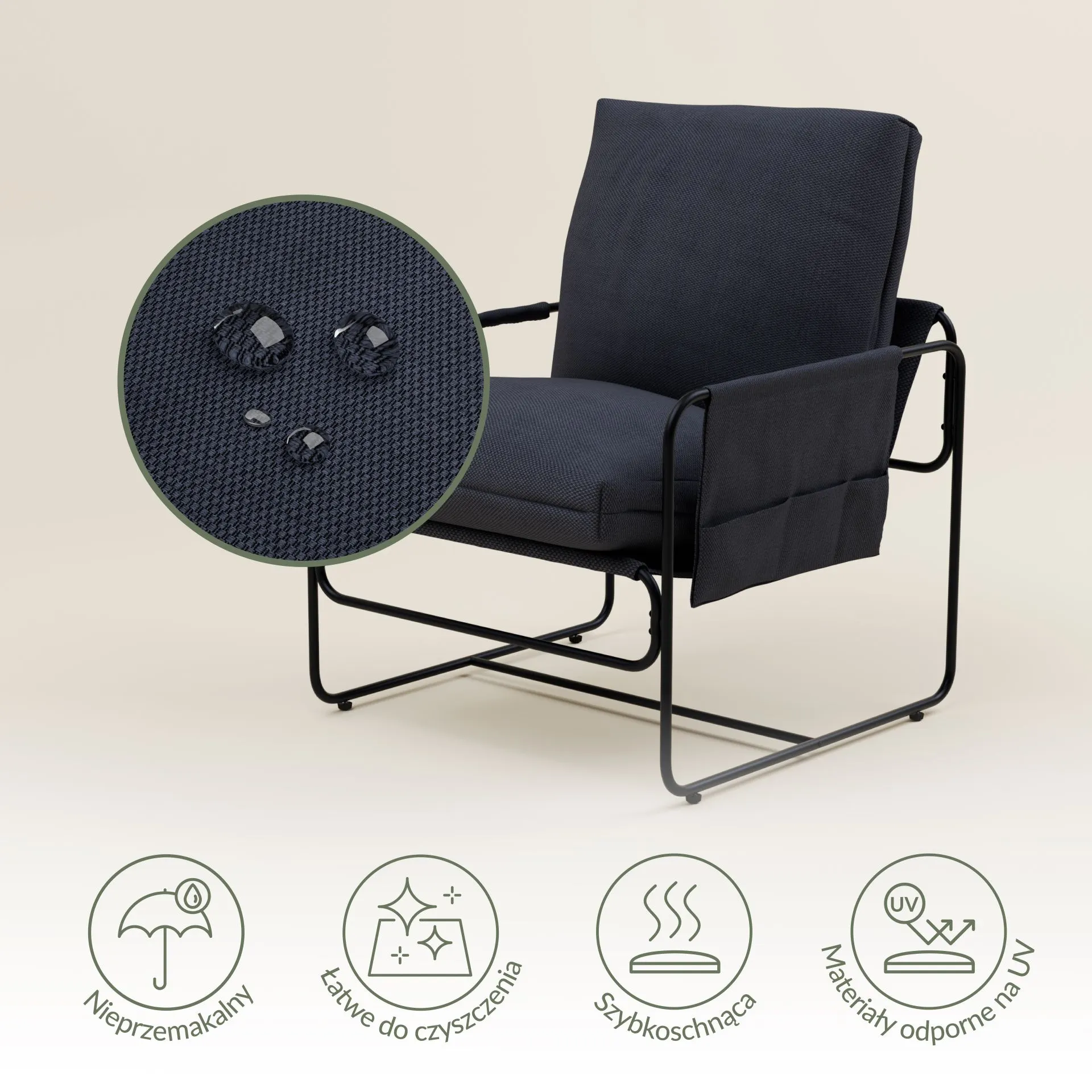 Zestaw ogrodowy balkonowy NATTY 3-set szary Zenjoy - NATTY_SZARY