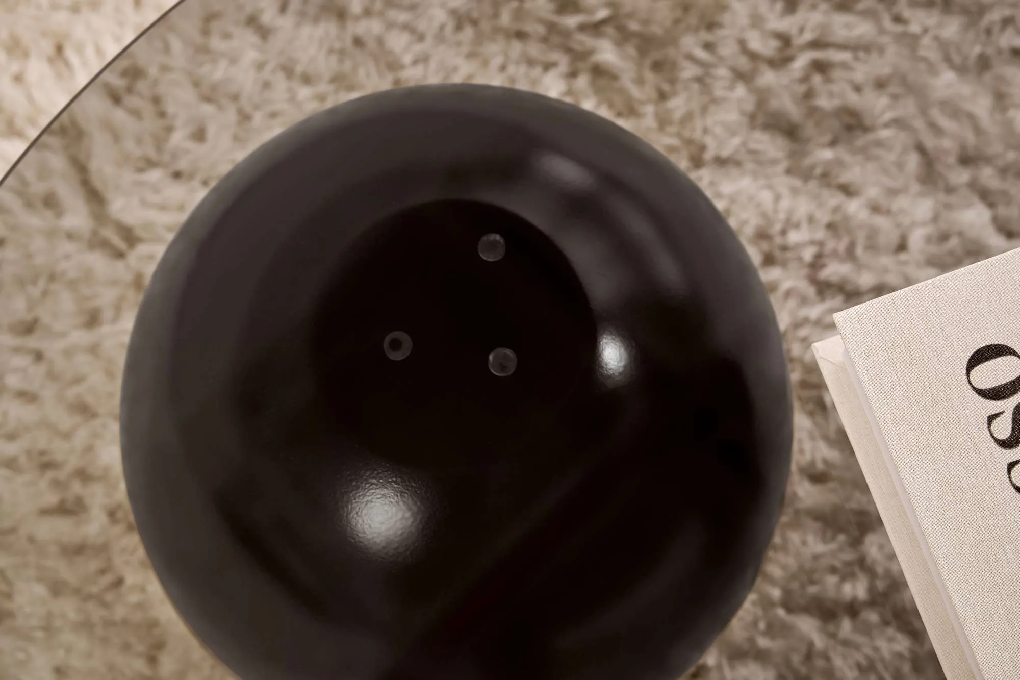 Stolik kawowy szklany okrągły MIRO 85 cm kuliste czarne nogi blat szary - ASI_857NRD1120