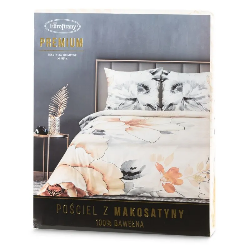 Komplet pościeli satynowej PREMIUM 19 220 X 200 cm Beżowy, Szary - EU_436354