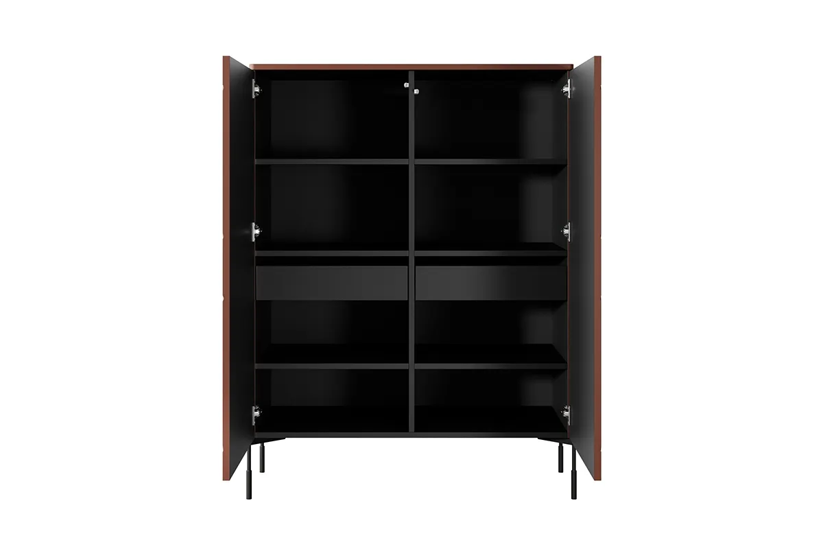 Komoda wysoka SONATIA 120 - czerwony ceglany - czarne nogi - B_149176