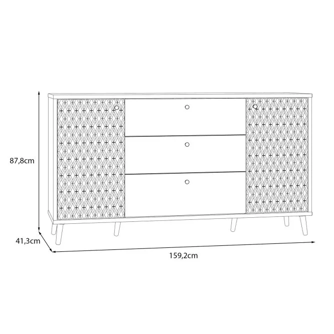 Komoda AKSANA szeroka 2-drzwiowa z 3 szufladami - dąb mauvella, biały - AKNK232-M992
