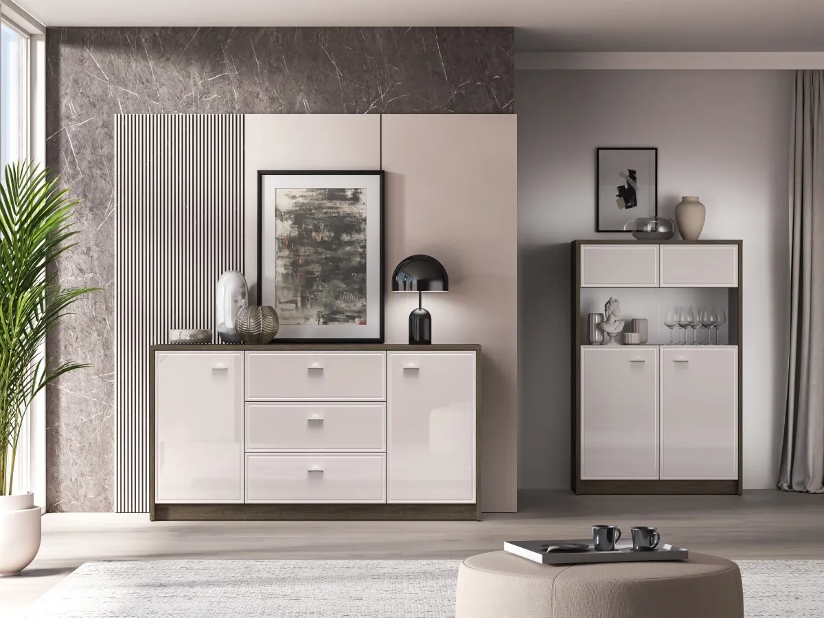 Komoda 2-drzwiowa z szufladami AVANTE 160x85 kaszmir dąb Windmill - 1AVAN04-001