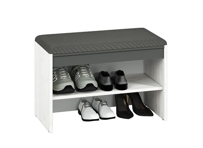 Szafka na buty z siedziskiem otwarta HYGA 03 sosna śnieżna, antracyt 70x47x34 - 1HYGA03-001