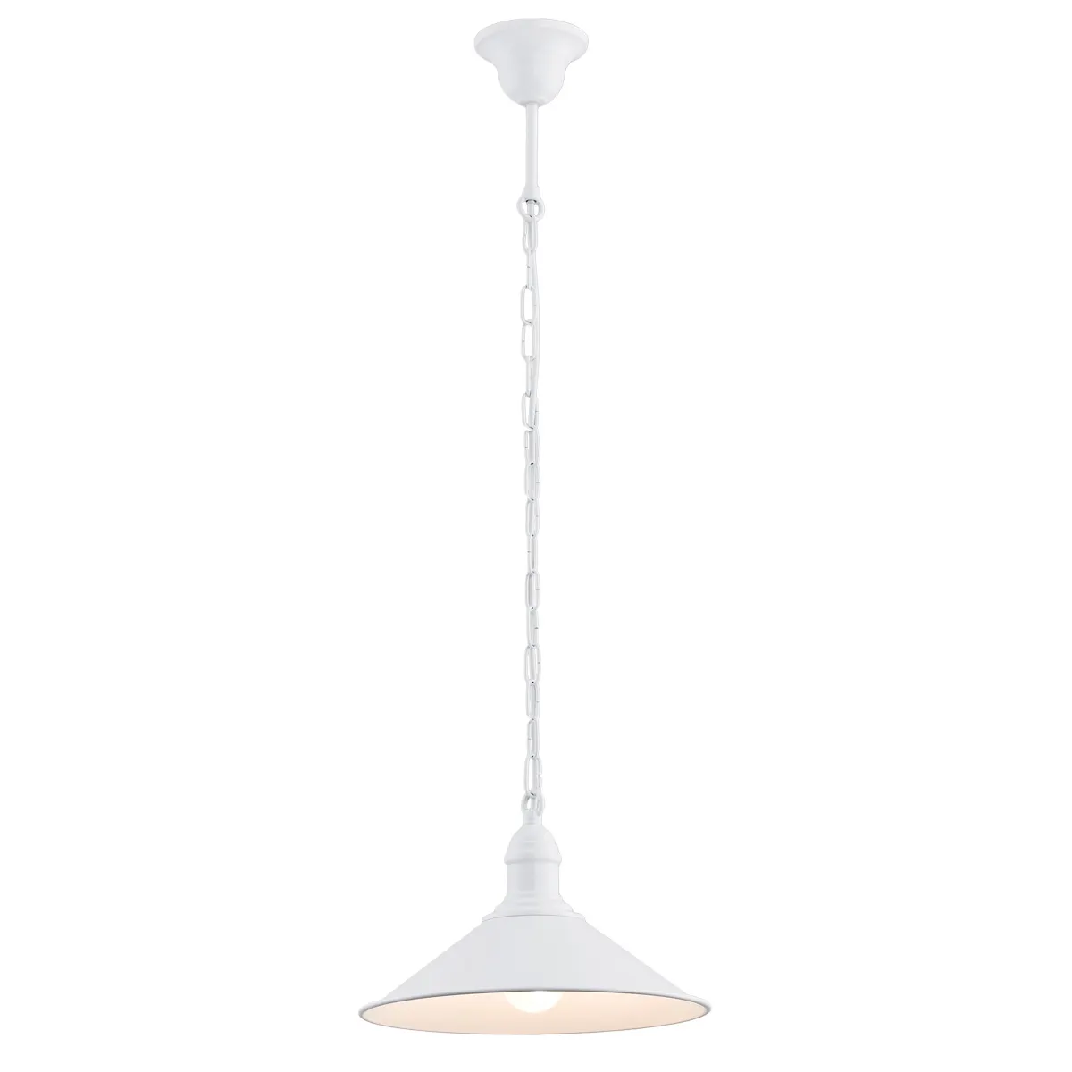 Lampa wisząca ERBA metalowa z łańcuchem Biała 115cm