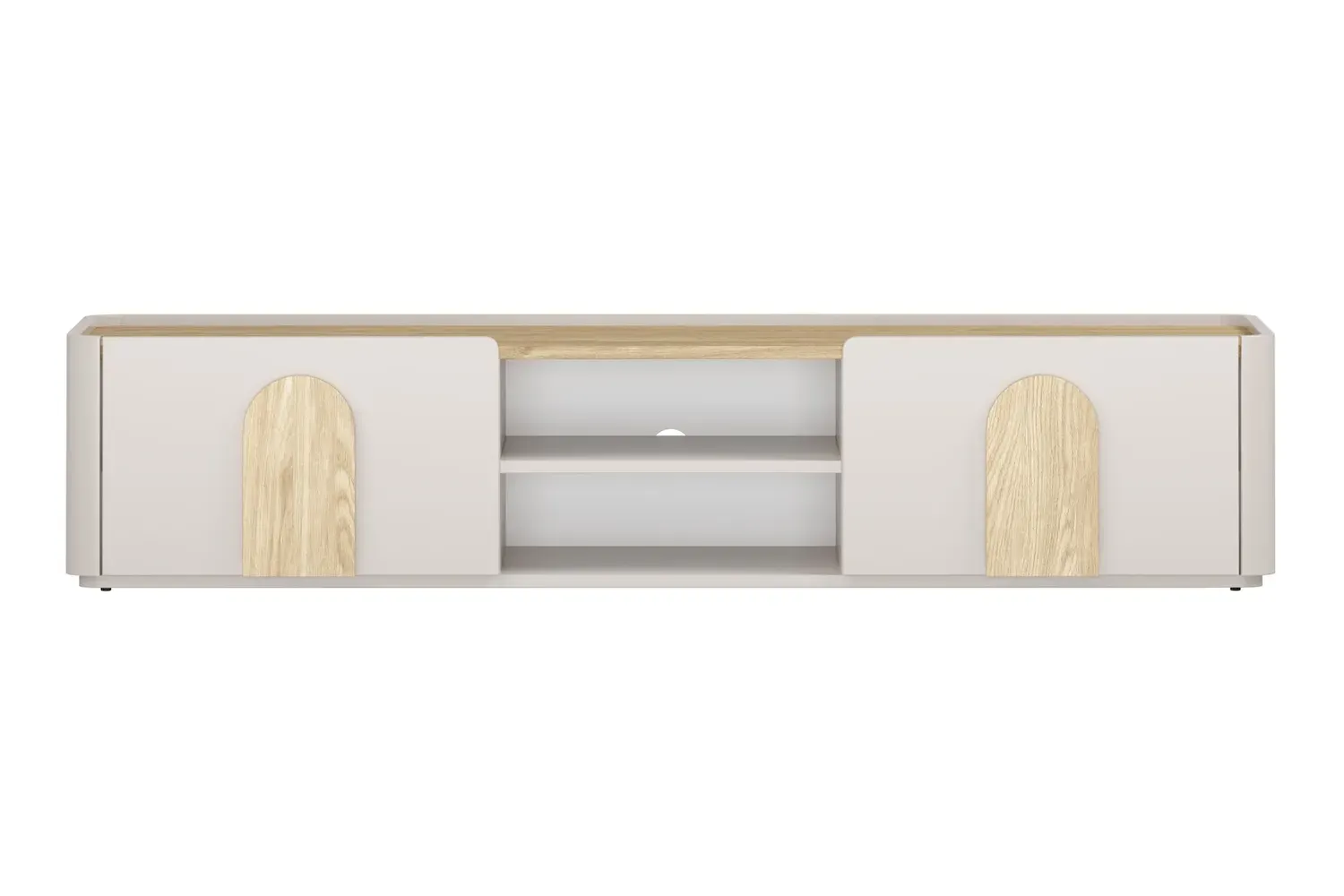 Szafka RTV z klapą i szufladą AMILIO 170 - cashmere dąb olejowany uchwyty dąb jasny - B_169222