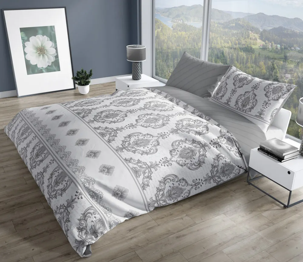 Pościel komplet PURE SATEEN 014 satyna bawełniana 160X200+2x70X80 szary - FARO_27918