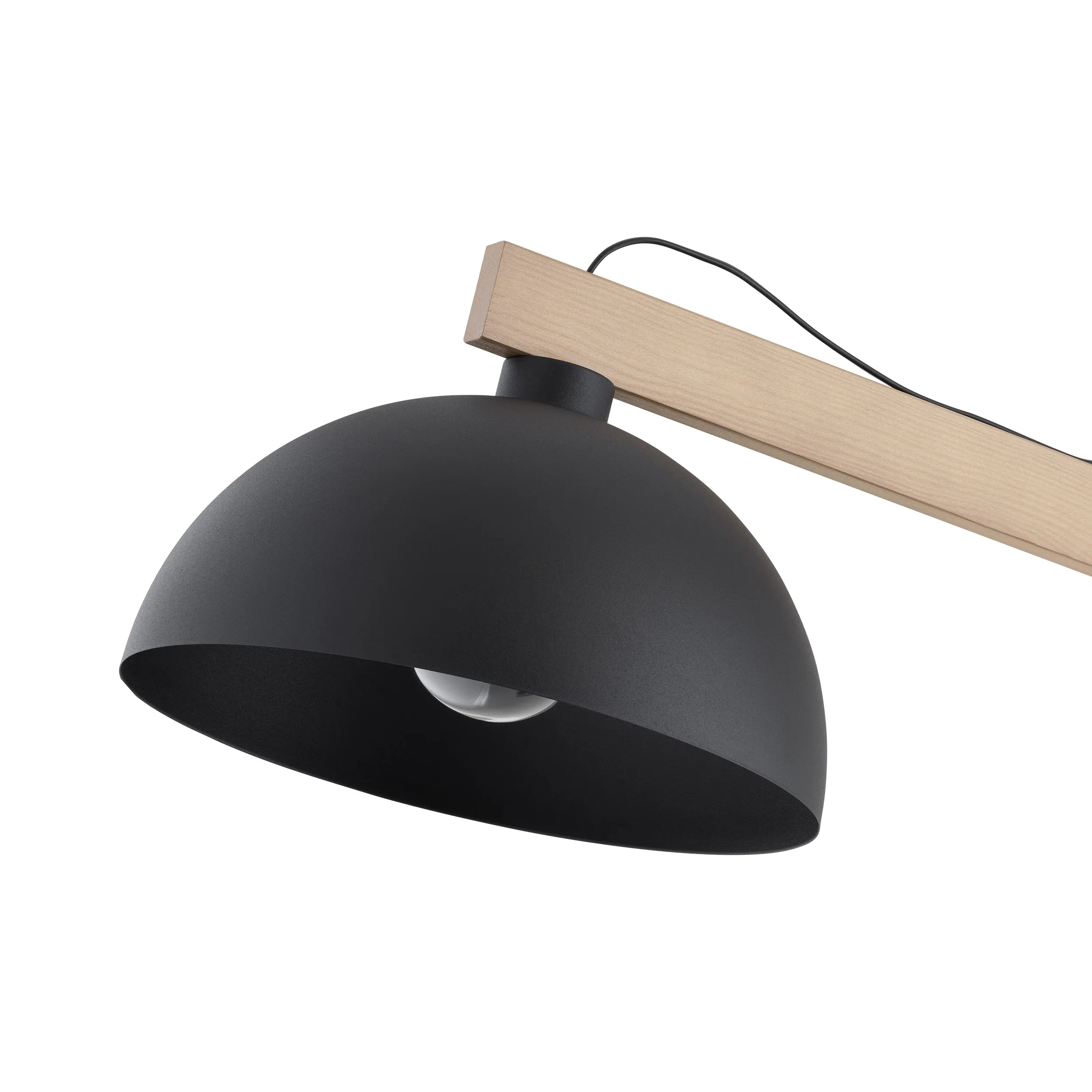 Lampa podłogowa OSLO czarna jasne sosnowe drewniane ramiona 180x80x35cm - TK_5582