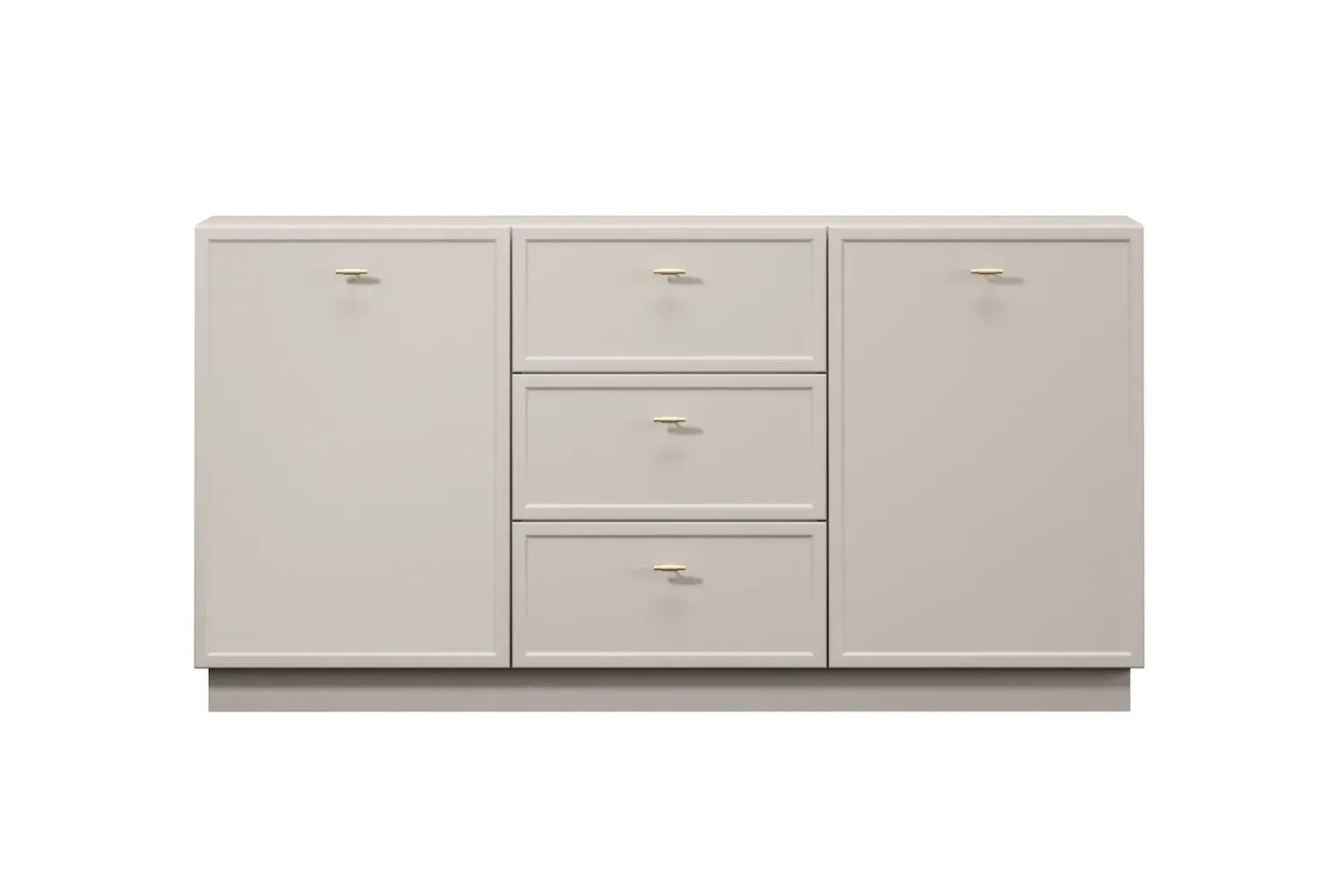 Komoda 2-drzwoiowa z 3 szufladami LORINI 150 - cashmere uchwyt T-bar złoty cokół