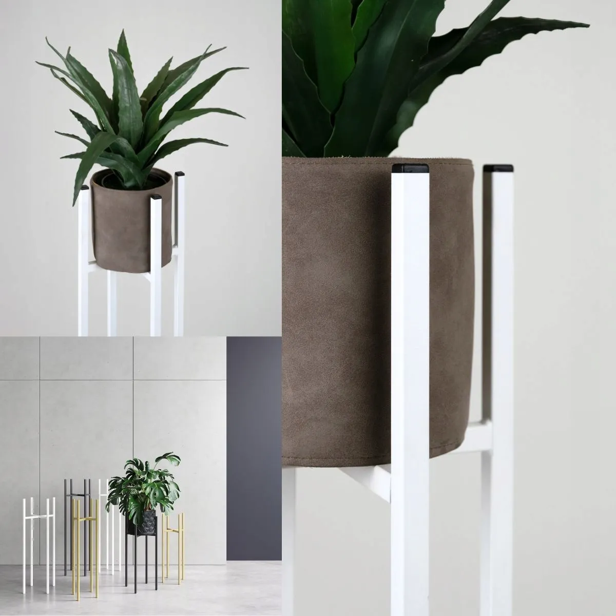 Kwietnik-stojak na donice CHOLET M metalowy biały - LD_TZ000135