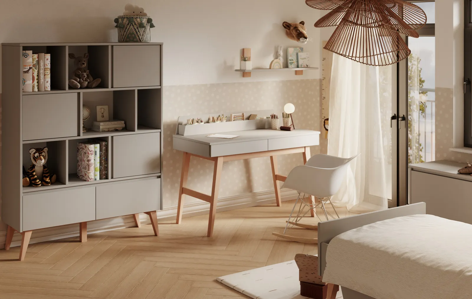 Regał niski z szufladami SWING 120x160 szary - PIN_034-071-197