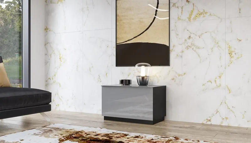 Komoda RTV HELIO 39 szara czarna 80x50x48cm - 24WXJW39